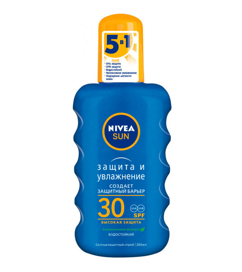 Солнцезащитный спрей Nivea Sun "Защита и увлажнение" (SPF 30), 200 мл