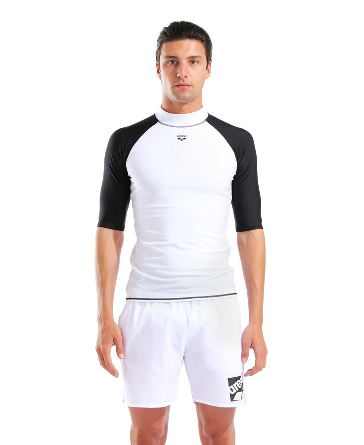 Гидромайка для плавания мужская с коротким рукавом Arena Rash Vest S/S Graphic (UPF40+)