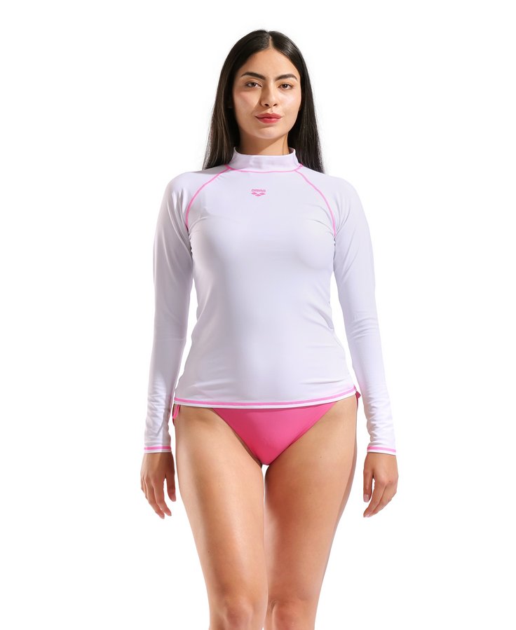 Гидромайка для плавания женская с длинным рукавом Arena Rash Vest L/S  Graphic (UPF40+)