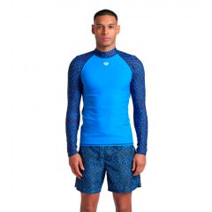 Гидромайка для плавания мужская с длинным рукавом Arena Long-Sleeve Rash Vest Allover (UPF50+)