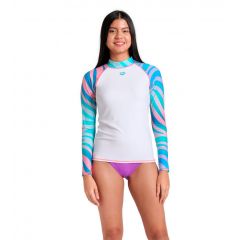 Гидромайка для плавания женская с длинным рукавом Arena Long-Sleeve Rash Vest Allover (UPF50+)