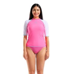 Гидромайка для плавания женская с коротким рукавом Arena RASH VEST S/S GRAPHIC W