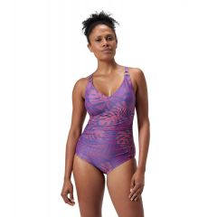 Купальник утягивающий с чашечками Speedo Shaping Printed V Neck One Piece