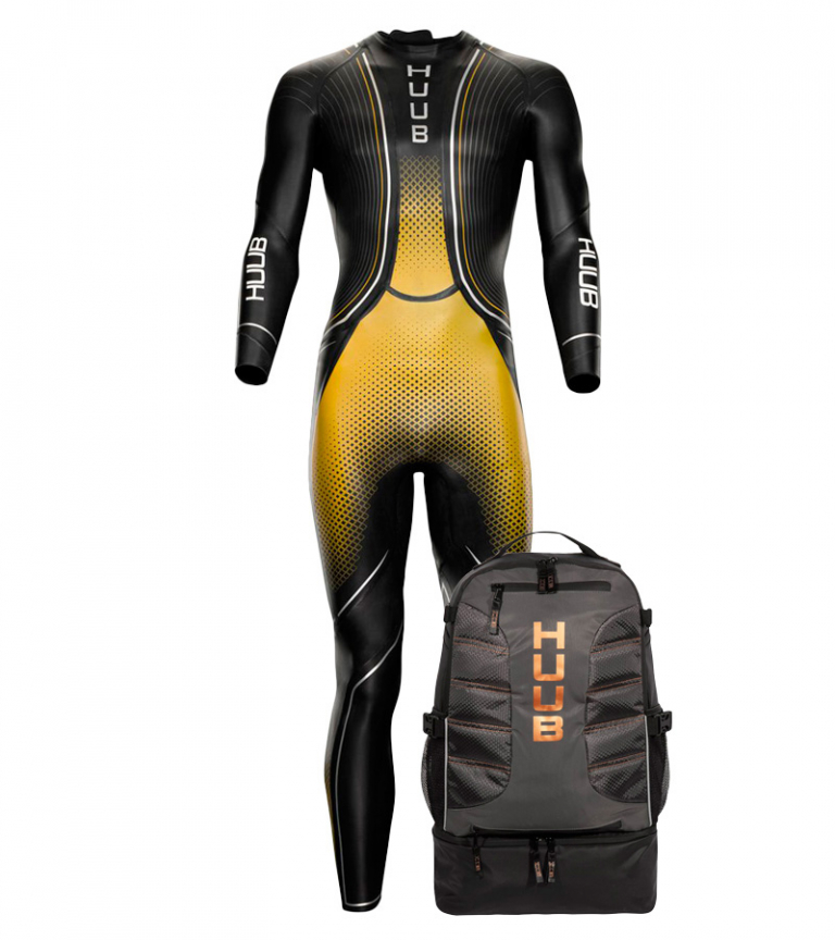 Гидрокостюм для триатлона мужской HUUB Brownlee Agilis Limited Edition Gold, 3/5 мм, в комплекте рюкзак TT Bag