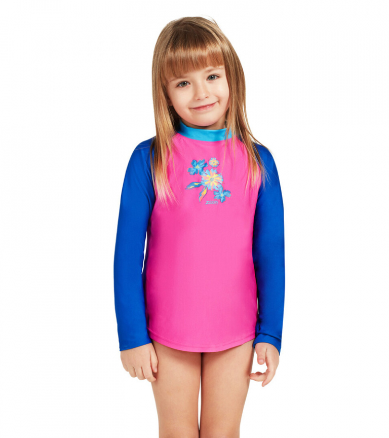 Гидромайка для плавания детская с длинным рукавом ZOGGS Lily Zip Sun Top (UPF50+)