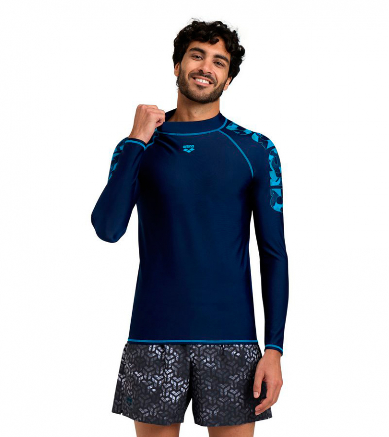 Гидромайка для плавания мужская с длинным рукавом Arena Graphic Long-Sleeve Rash Vest