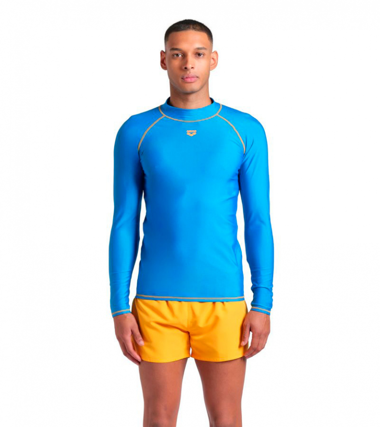 Гидромайка для плавания мужская с длинным рукавом Arena Graphic Long-Sleeve Rash Vest (UPF40+)