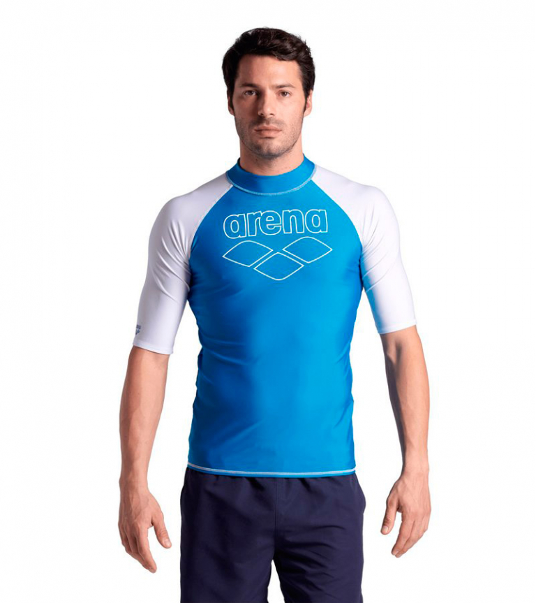 Гидромайка для плавания мужская с коротким рукавом Arena Graphic Short-Sleeve Rash Vest (UPF40+)