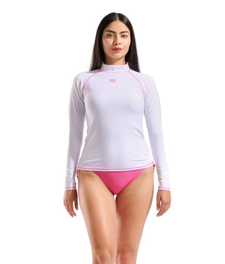 Гидромайка для плавания женская с длинным рукавом Arena Rash Vest L/S  Graphic (UPF40+)