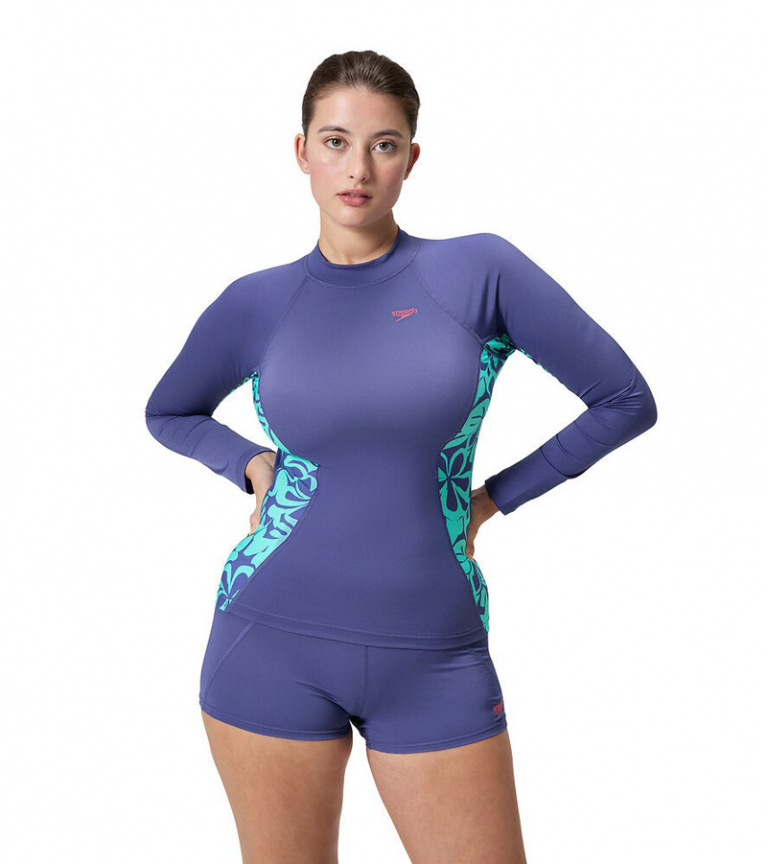 Гидромайка для плавания женская с длинным рукавом Speedo Printed Long Sleeve Rash Top